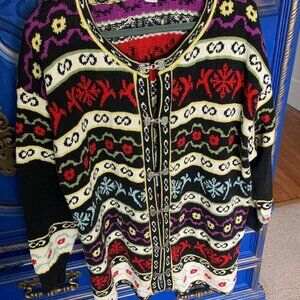 Vintage 90s Susan Melizan Cotton Knit Tunic Top Sweater Woven USA Art To Wear XL
